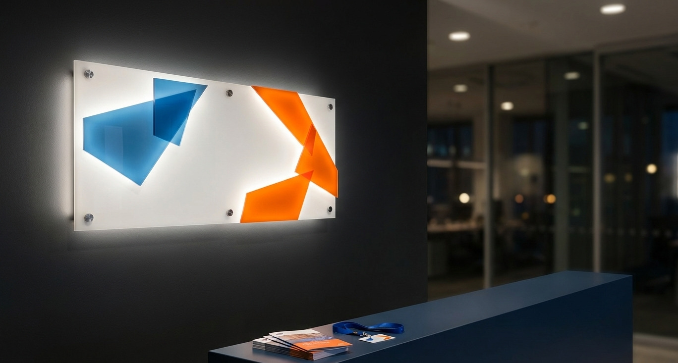 Acrylglas-Schild weiss opal