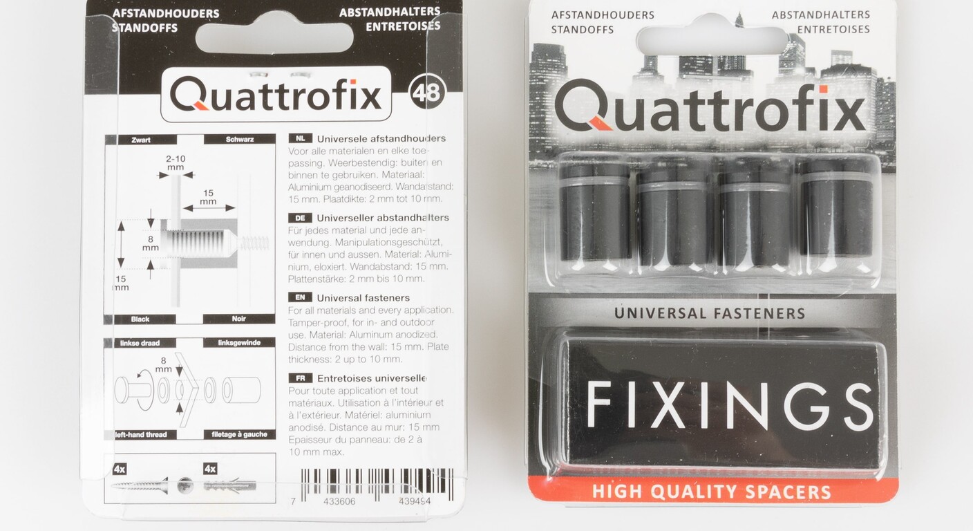 Abstandhalter 2 bis 10 mm Schwarzes Aluminium (Satz von 4 Stück)