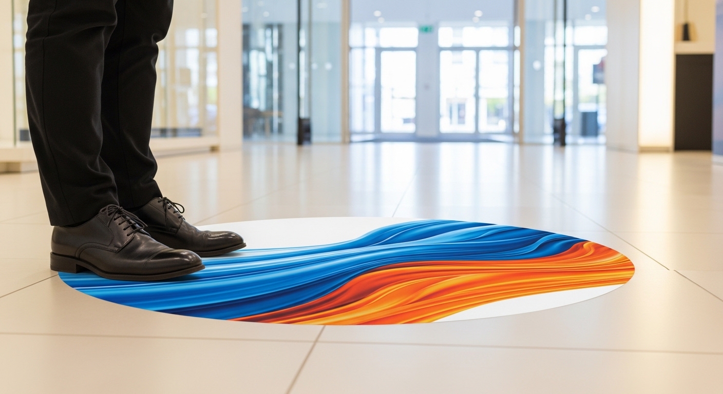 Fußbodenaufkleber 'Abstand halten'